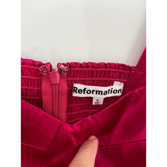 Reformation Fonda Rhubarb Pink Sleeveless Silk Mini Dress Size 0 NWT - Picture 4 of 7